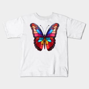 Stained Glass Colorful Butterfly #2 Kids T-Shirt